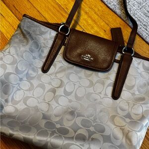 Coach Gray and Brown Signature Tote